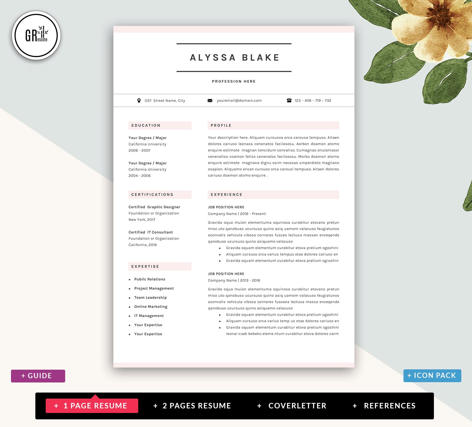 CV Resume Template for Word preview image.