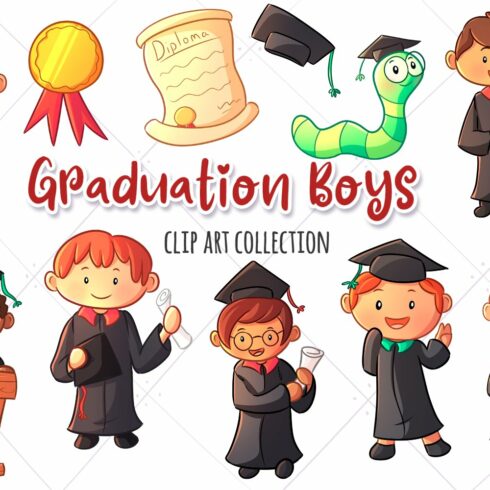 Graduation Boys Clip Art Collection cover image.