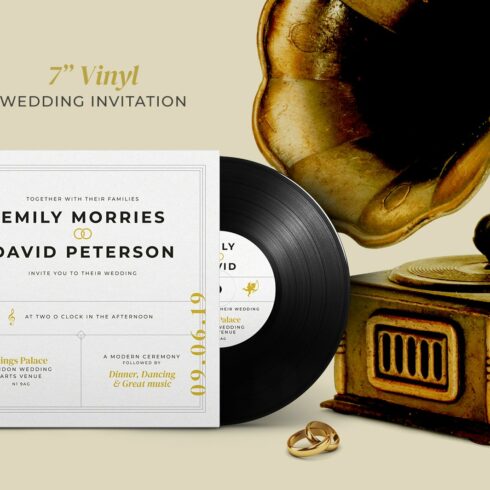 7" Vinyl Record Wedding Invitation cover image.