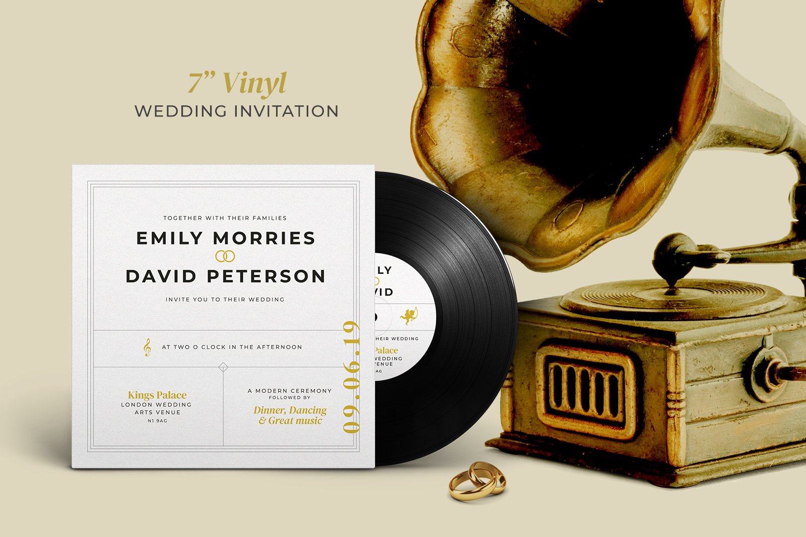 7" Vinyl Record Wedding Invitation cover image.