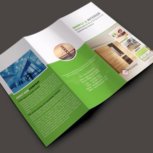 Interior Trifold Brochure Template cover image.