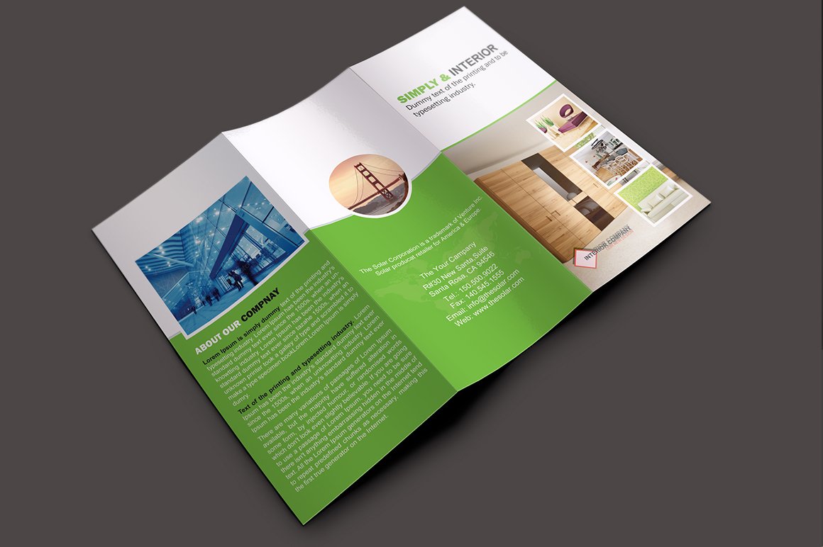 Interior Trifold Brochure Template cover image.