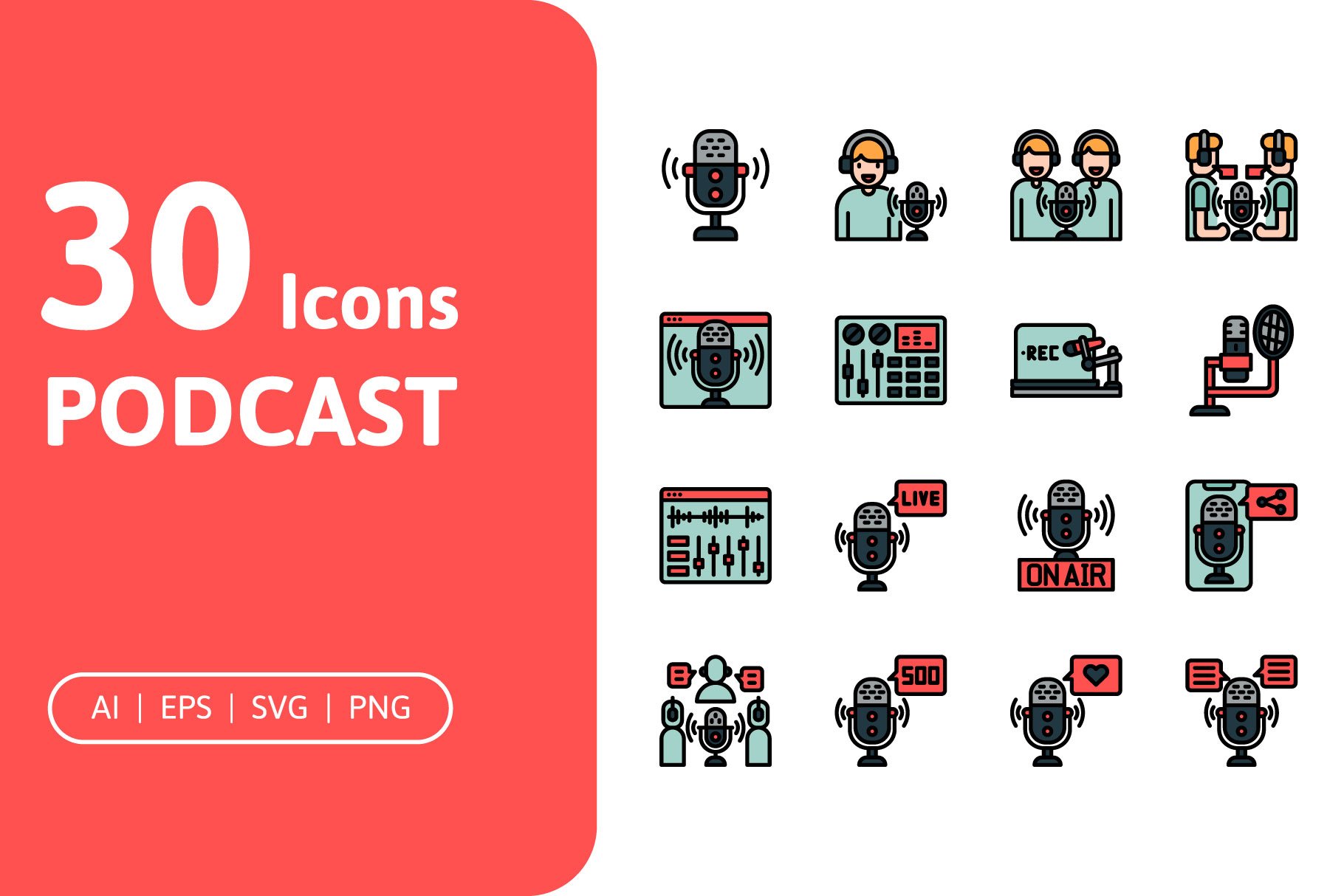 30 Podcast Icons cover image.