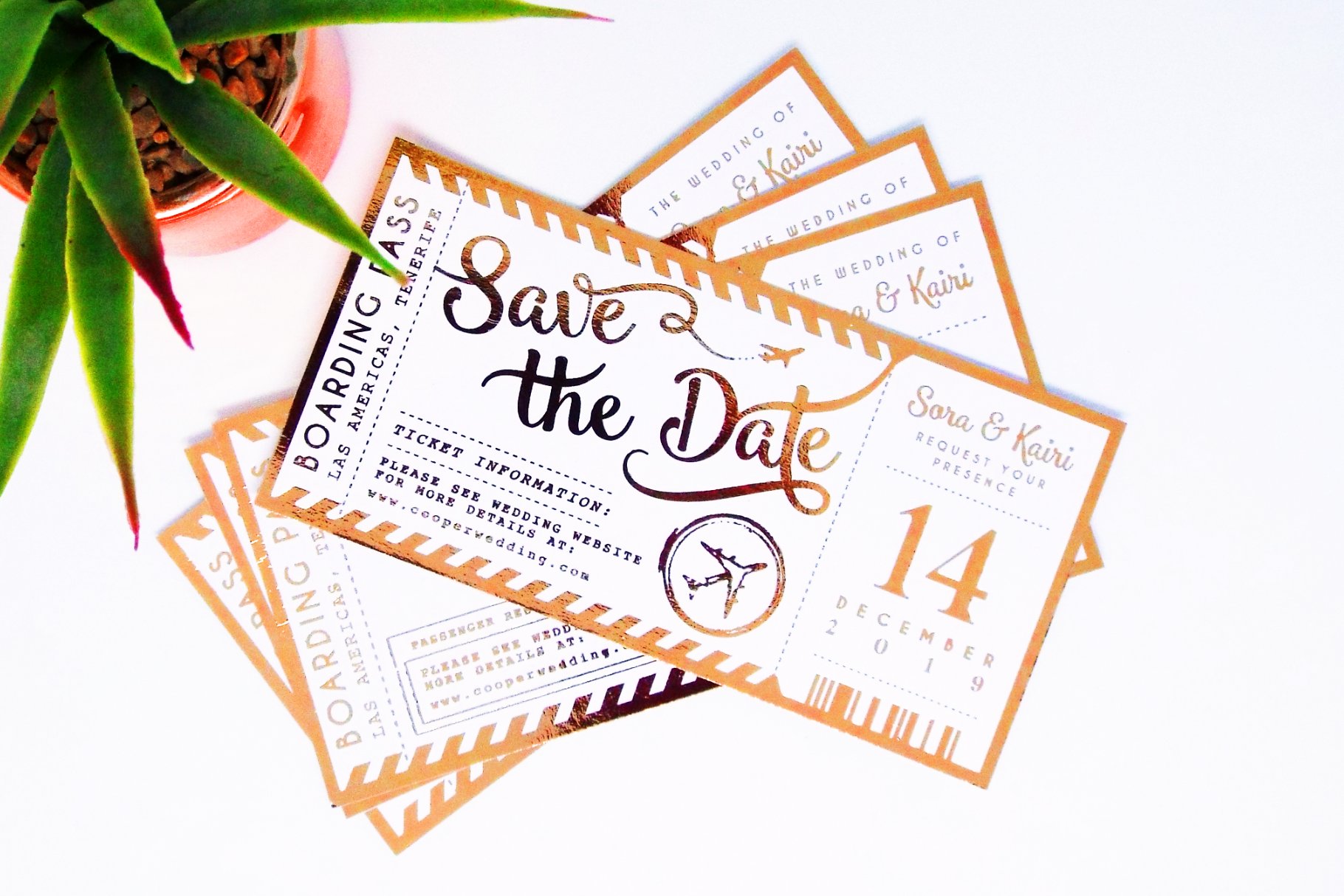 Save the Date Plane Ticket Template cover image.