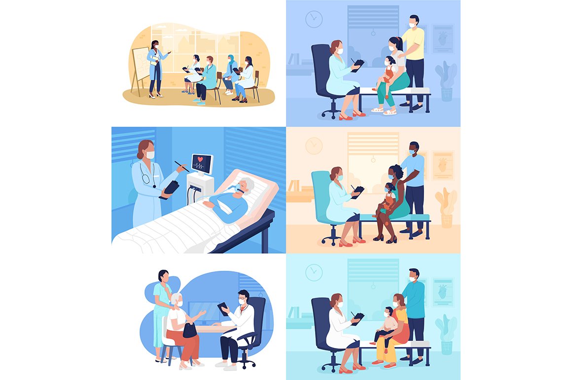 Visit doctor flat illustrations cover image.