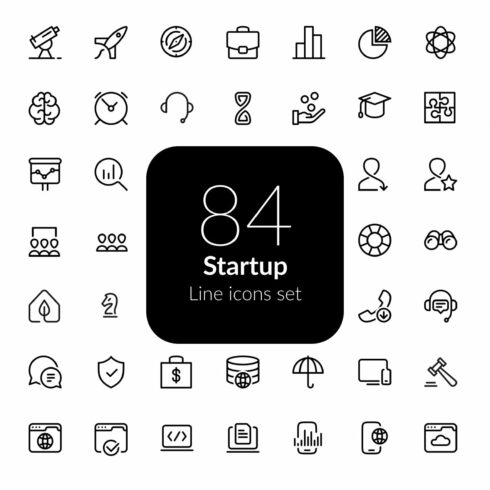 Startup line icons set cover image.