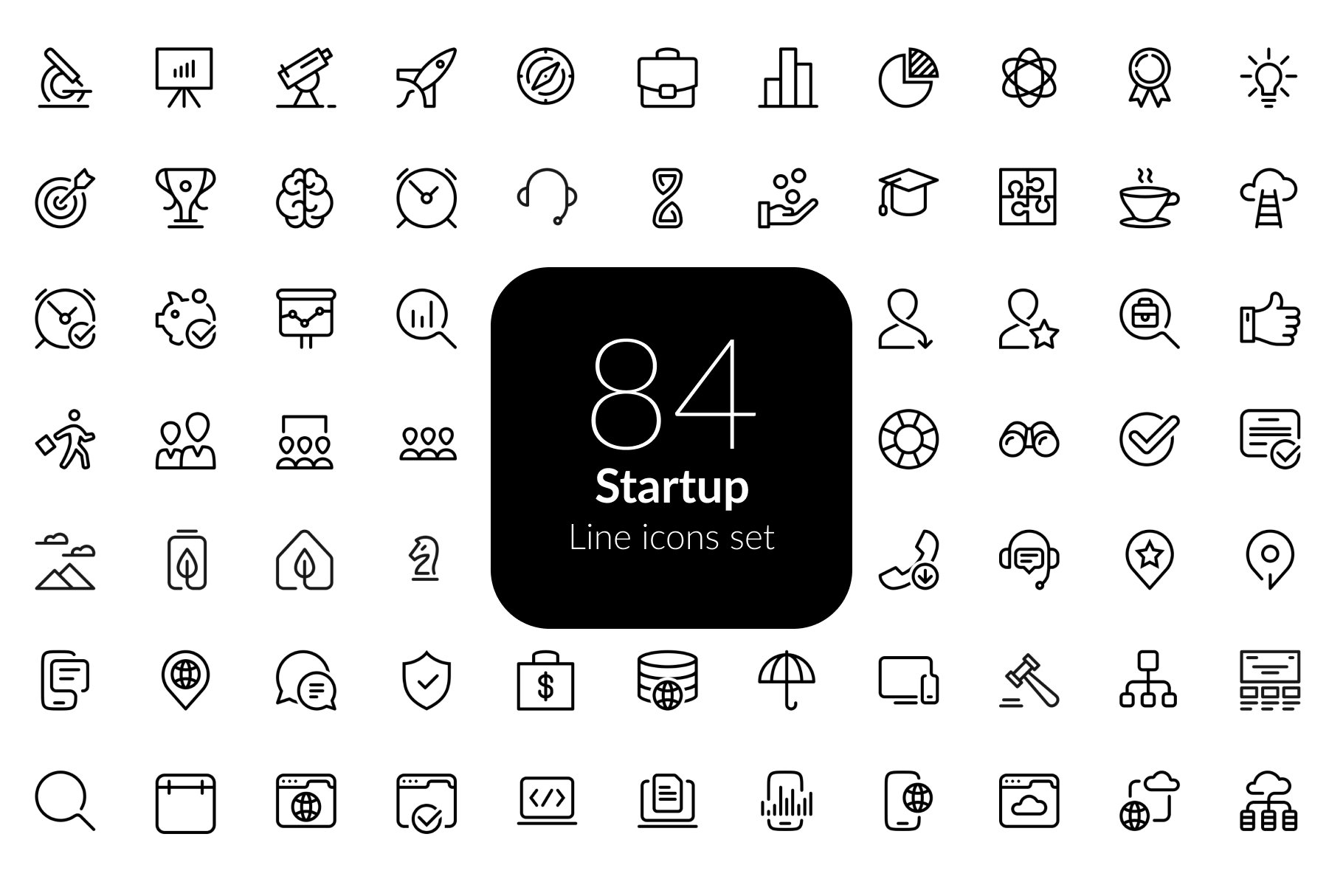 Startup line icons set cover image.