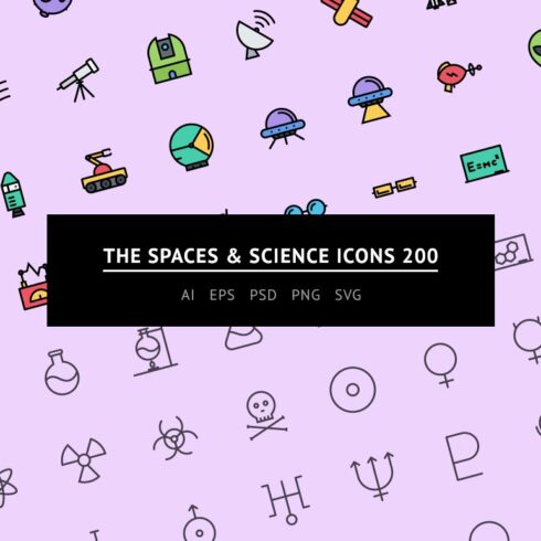 The Spaces & Science Icons 200 cover image.
