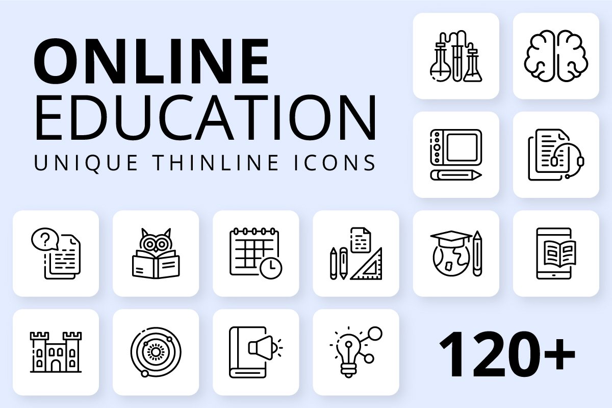 Online Education Icons cover image.