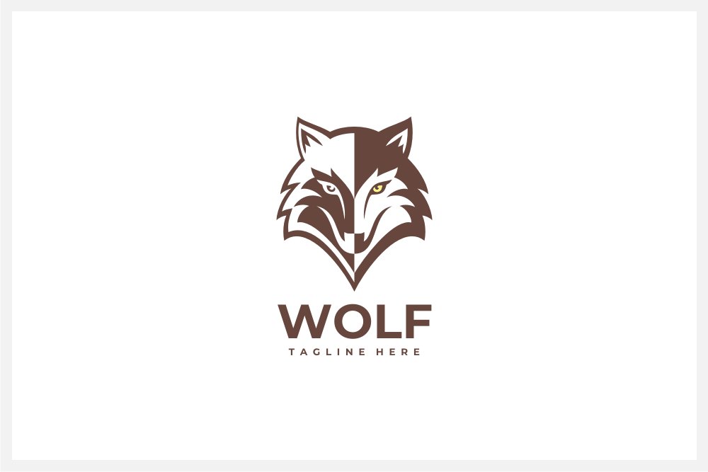 Wolf Head Logo Template preview image.
