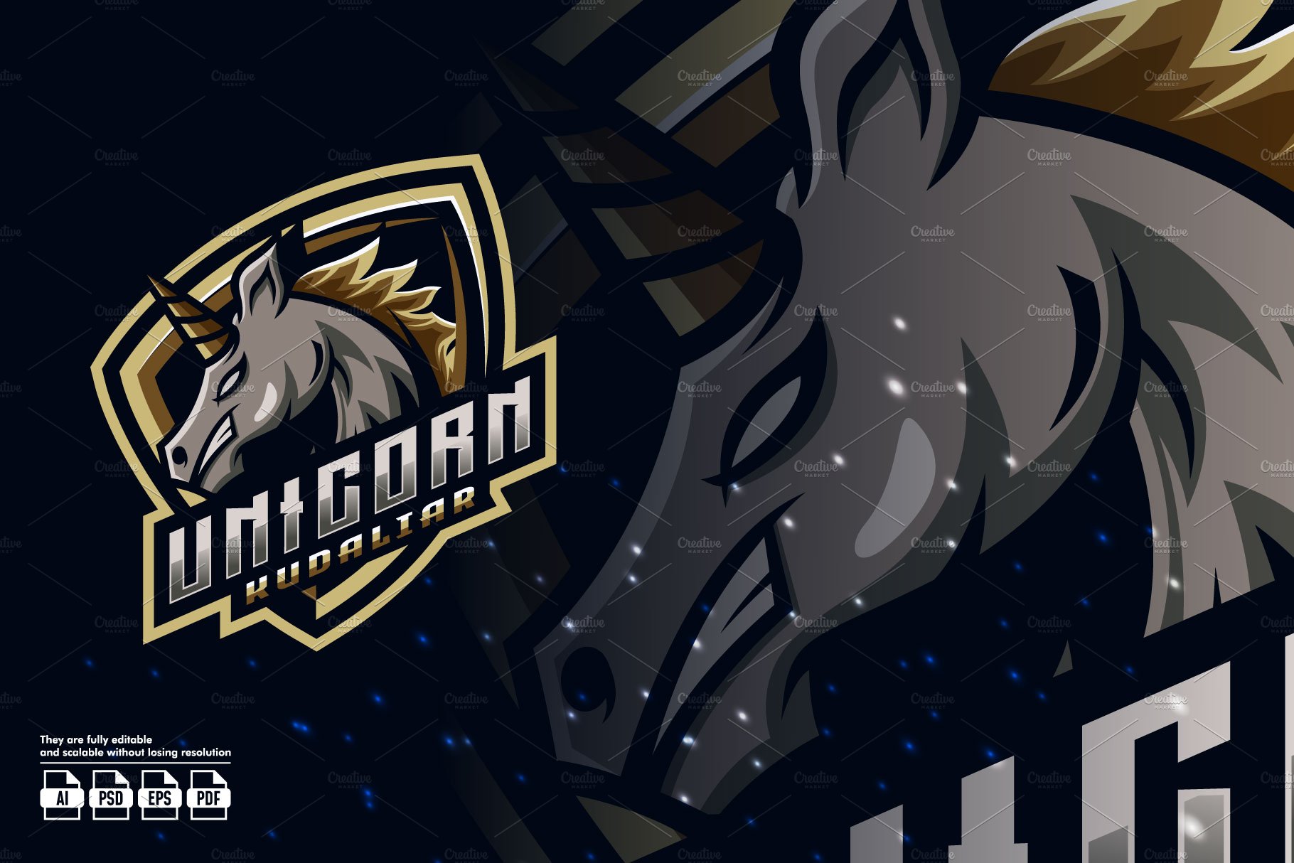 Unicorn Mascot Esport Logo cover image.