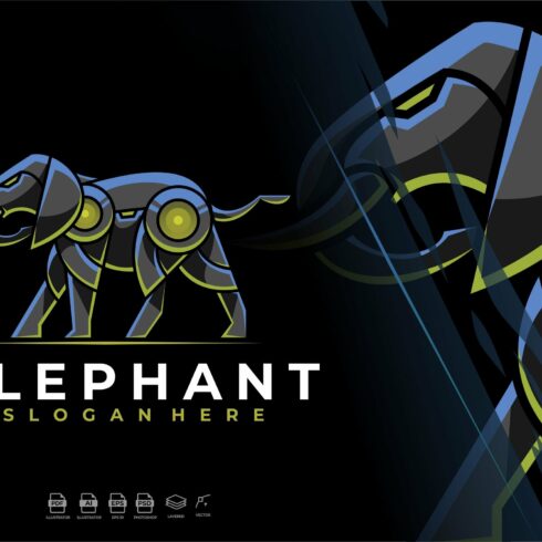 Mecha Robot Elephant Logo Template cover image.
