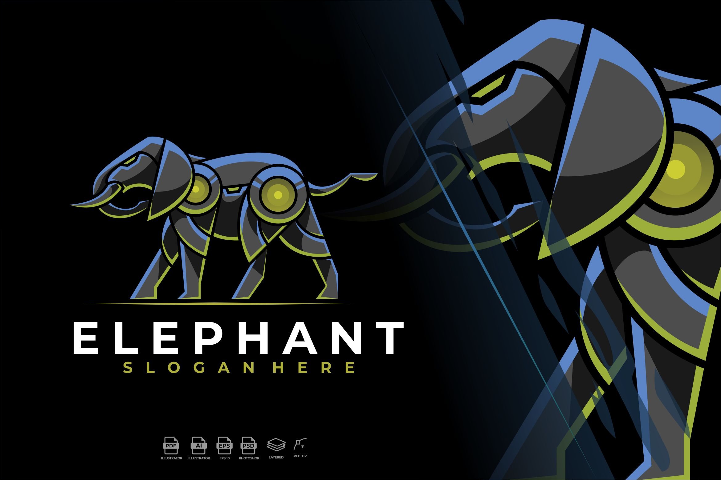 Mecha Robot Elephant Logo Template cover image.