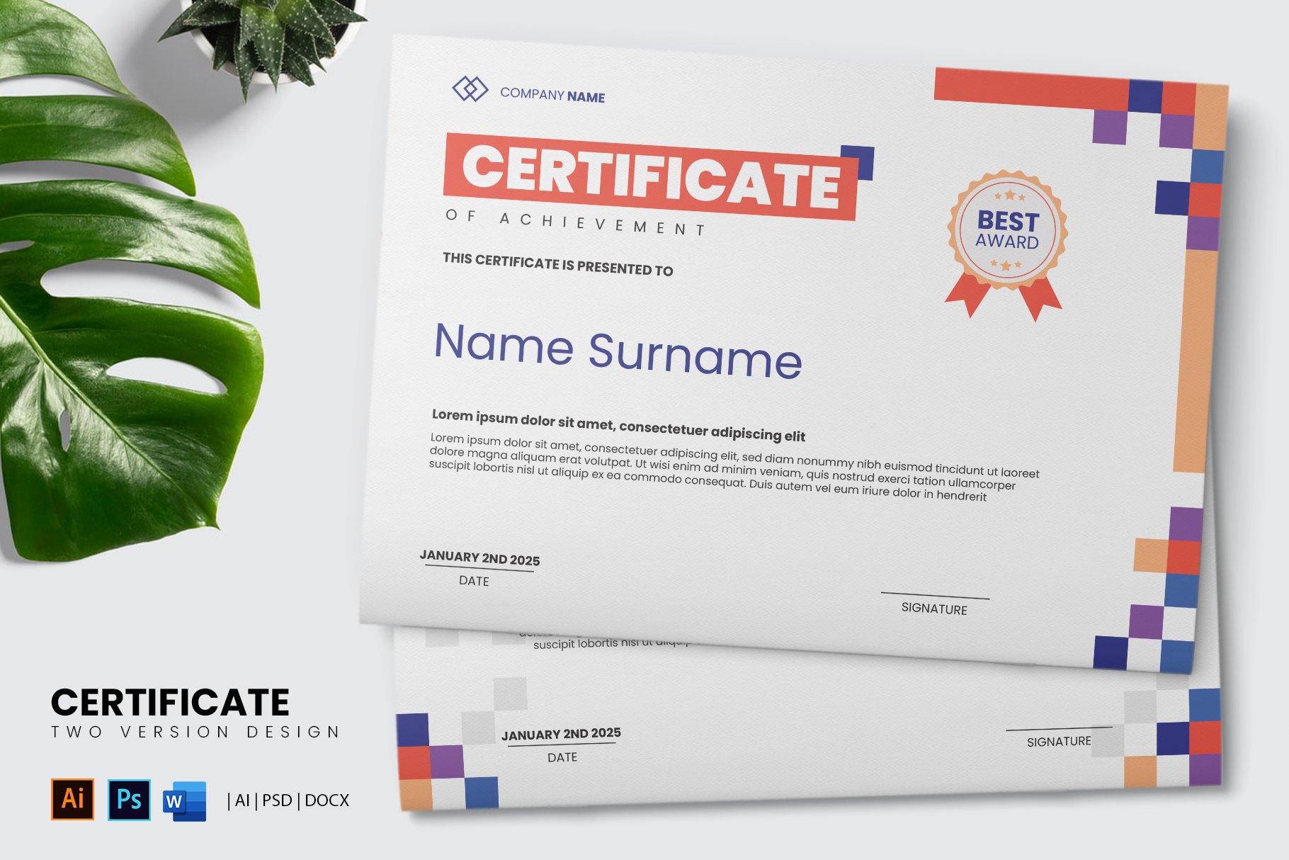 Double Version Certificate Template cover image.