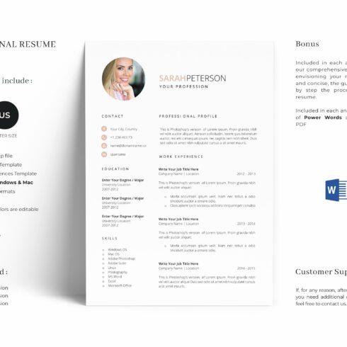 Teacher Resume Template with Photo cover image.