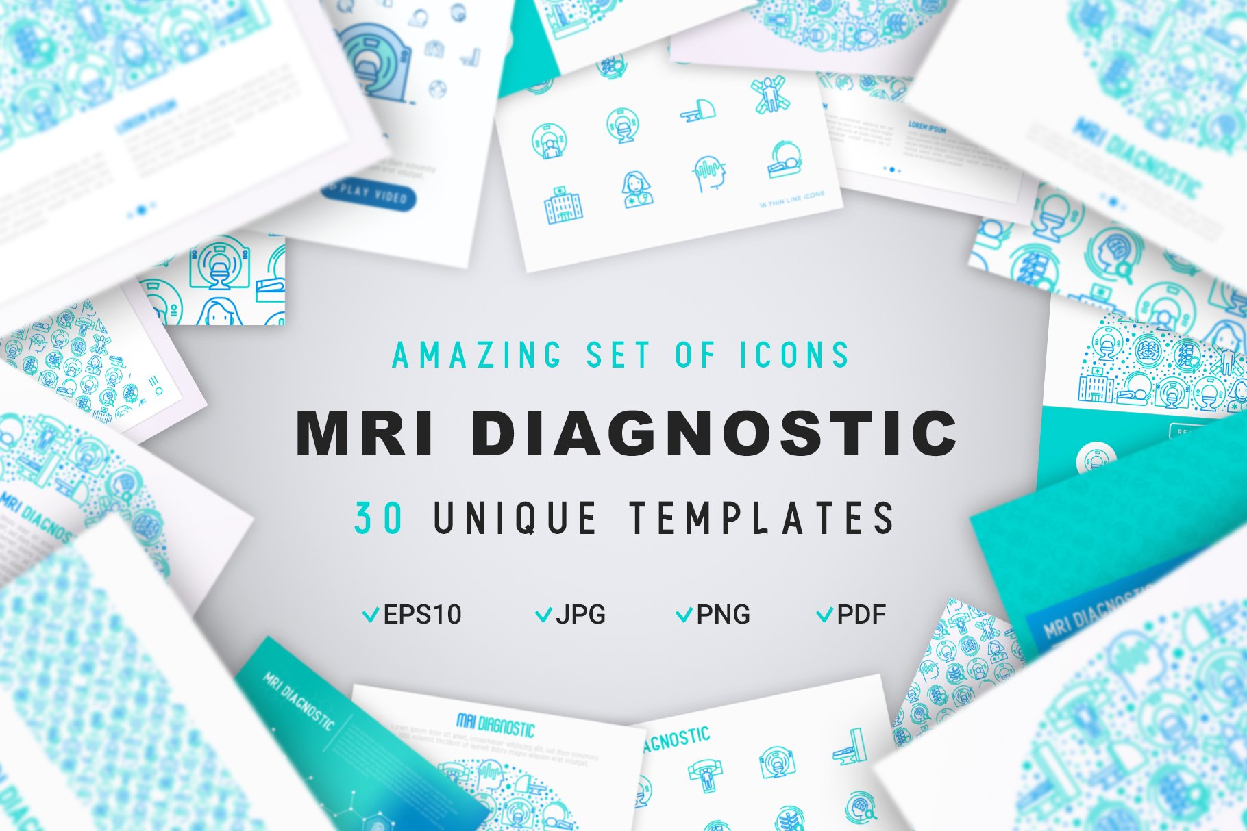 MRI Diagnostic Icons Set | Concept preview image.