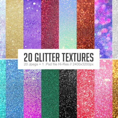 20 GLITTER Textures / Backgrounds cover image.
