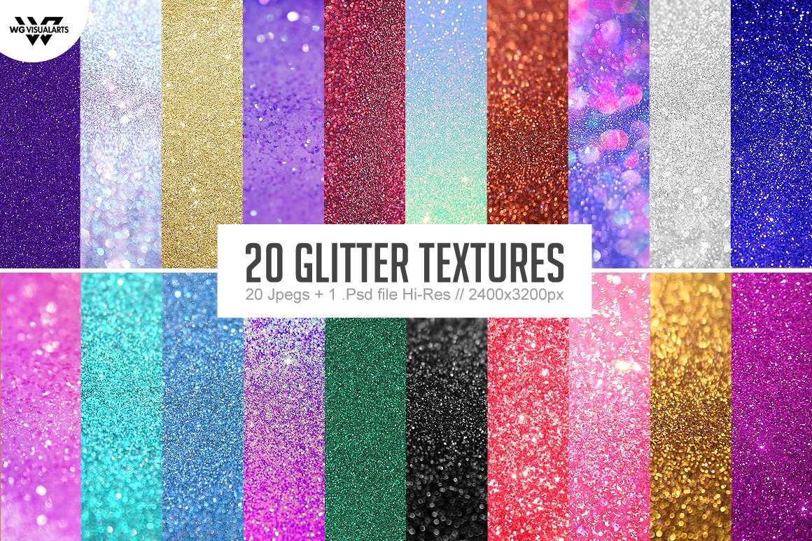 20 GLITTER Textures / Backgrounds cover image.