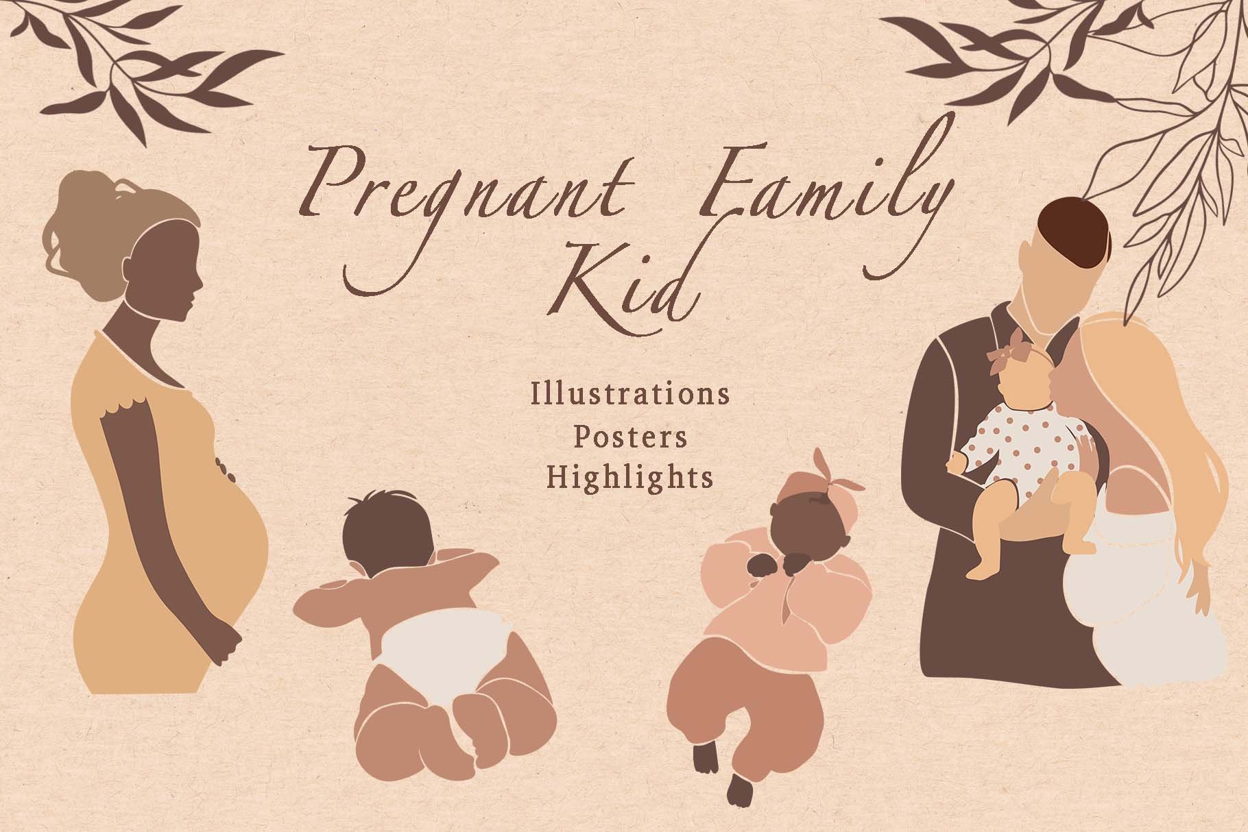 Abstract Graphic Set. Pregnant, kids cover image.