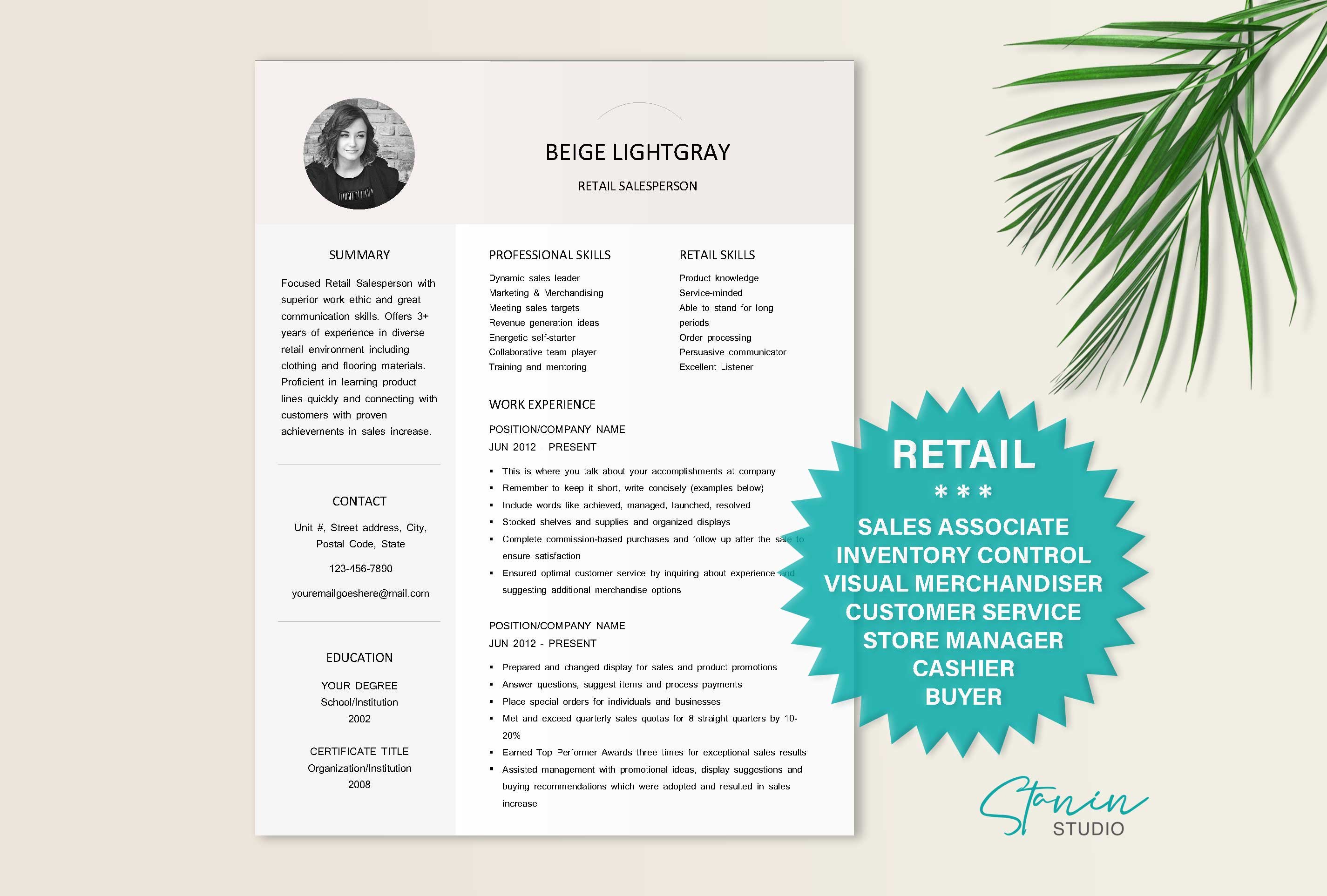 Resume Template Retail Sales Cashier cover image.