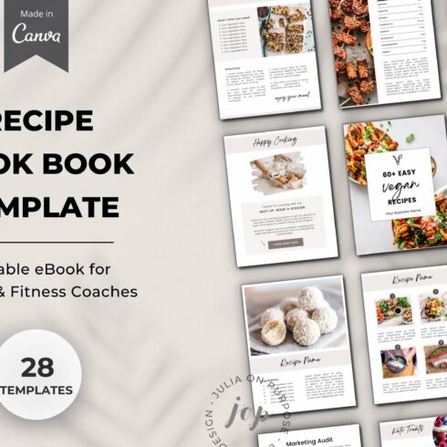Recipe Book Template for Canva cover image.
