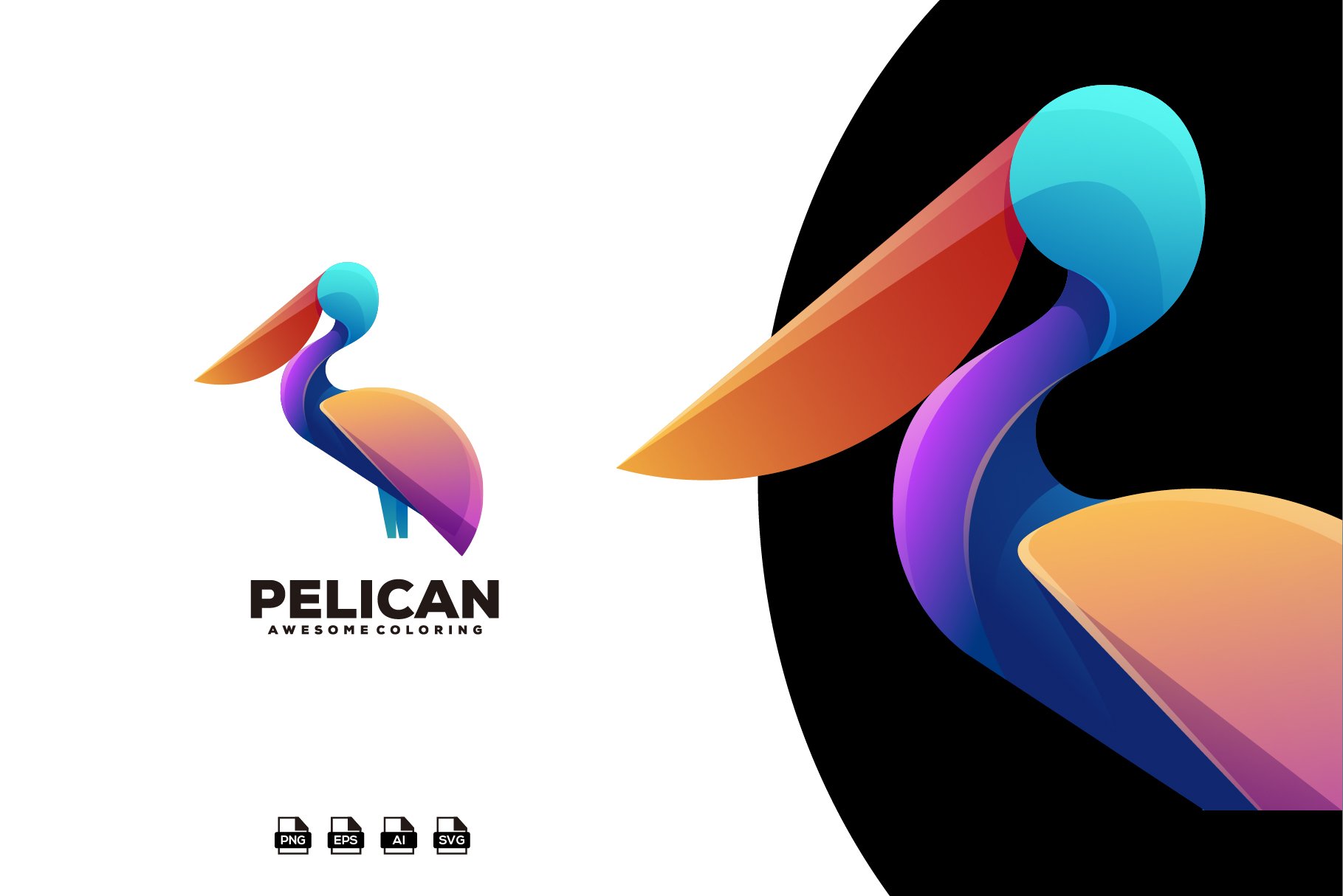 Pelican bird gradient logo cover image.