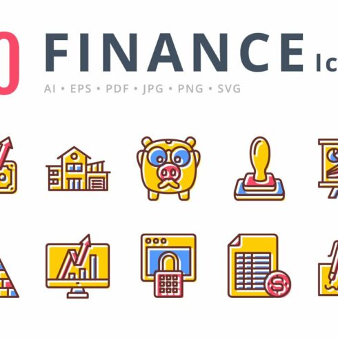 Finance Unique Minimal Color Icons cover image.