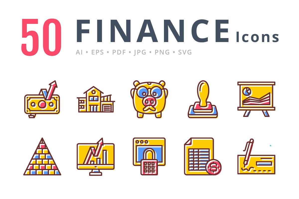 Finance Unique Minimal Color Icons cover image.