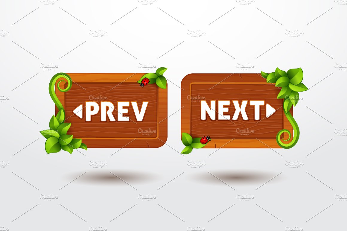 SALE!Game buttons pack in wood style preview image.
