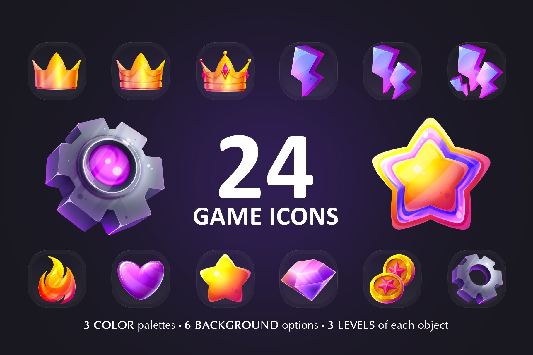 Game Items, Set of 24 Game Icons cover image.