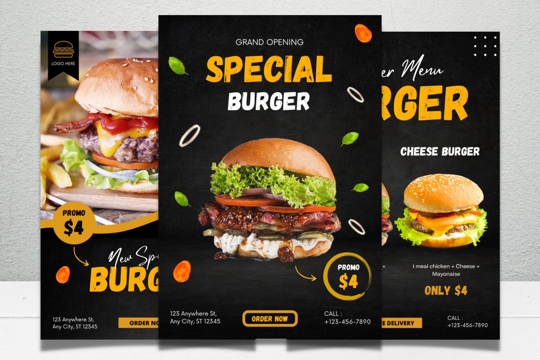 Flyer Poster Burger Canva Templates cover image.