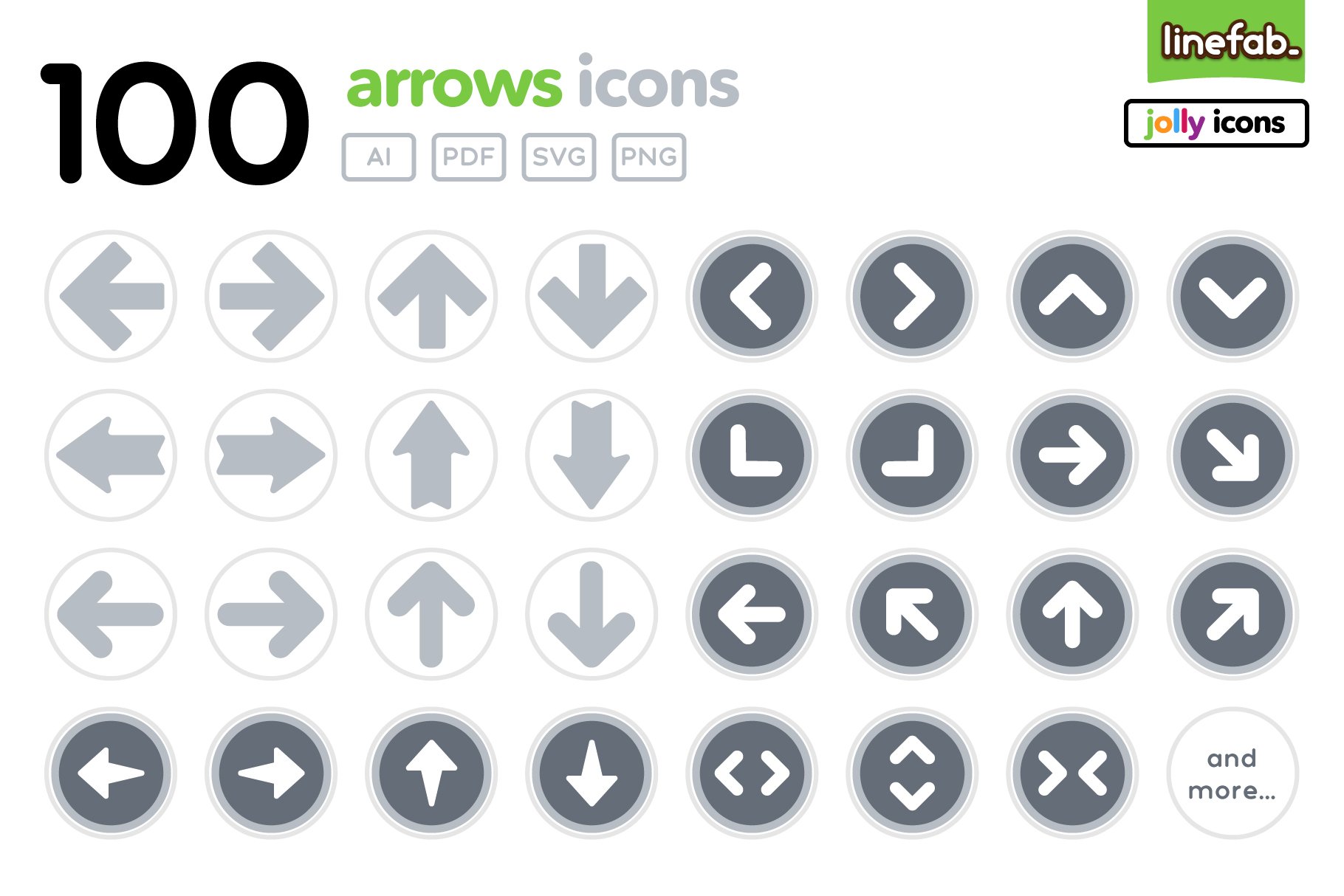 100 Arrows Icons - Jolly - Grey cover image.