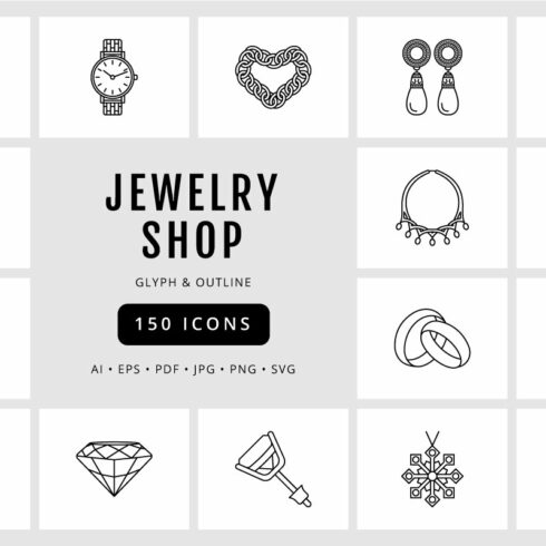 Jewelry Shop Unique 150 Icons cover image.