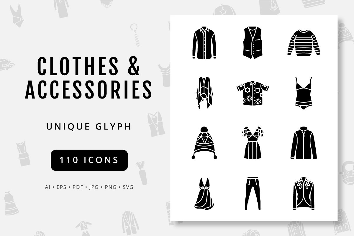 Cloth and Accessories Glyph Icons cover image.