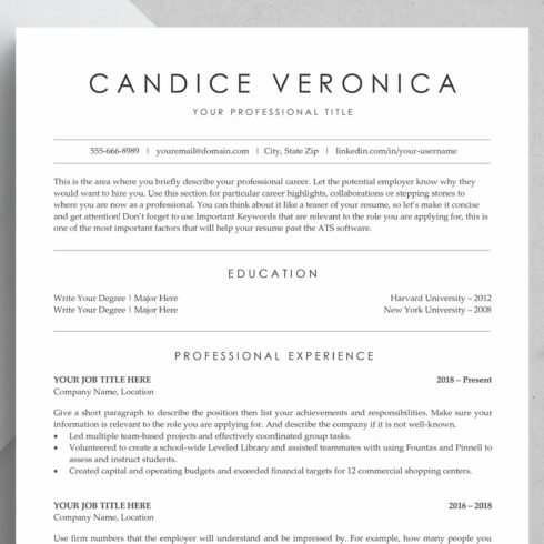 ATS Resume Template - CANDICE cover image.