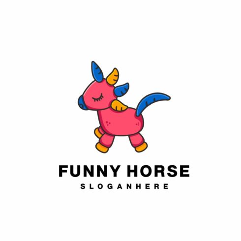 funny horse logo gradient colorful cover image.