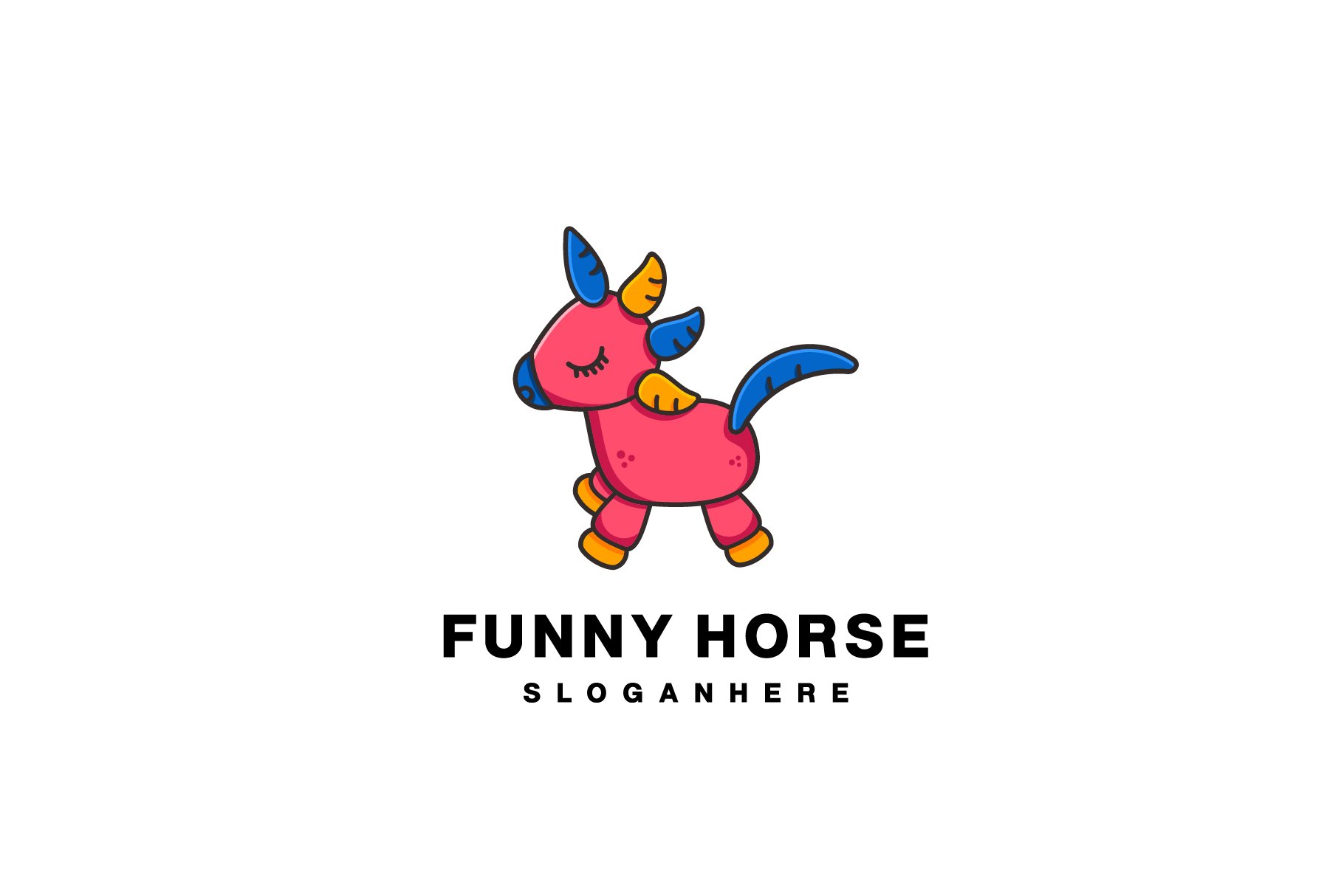 funny horse logo gradient colorful cover image.