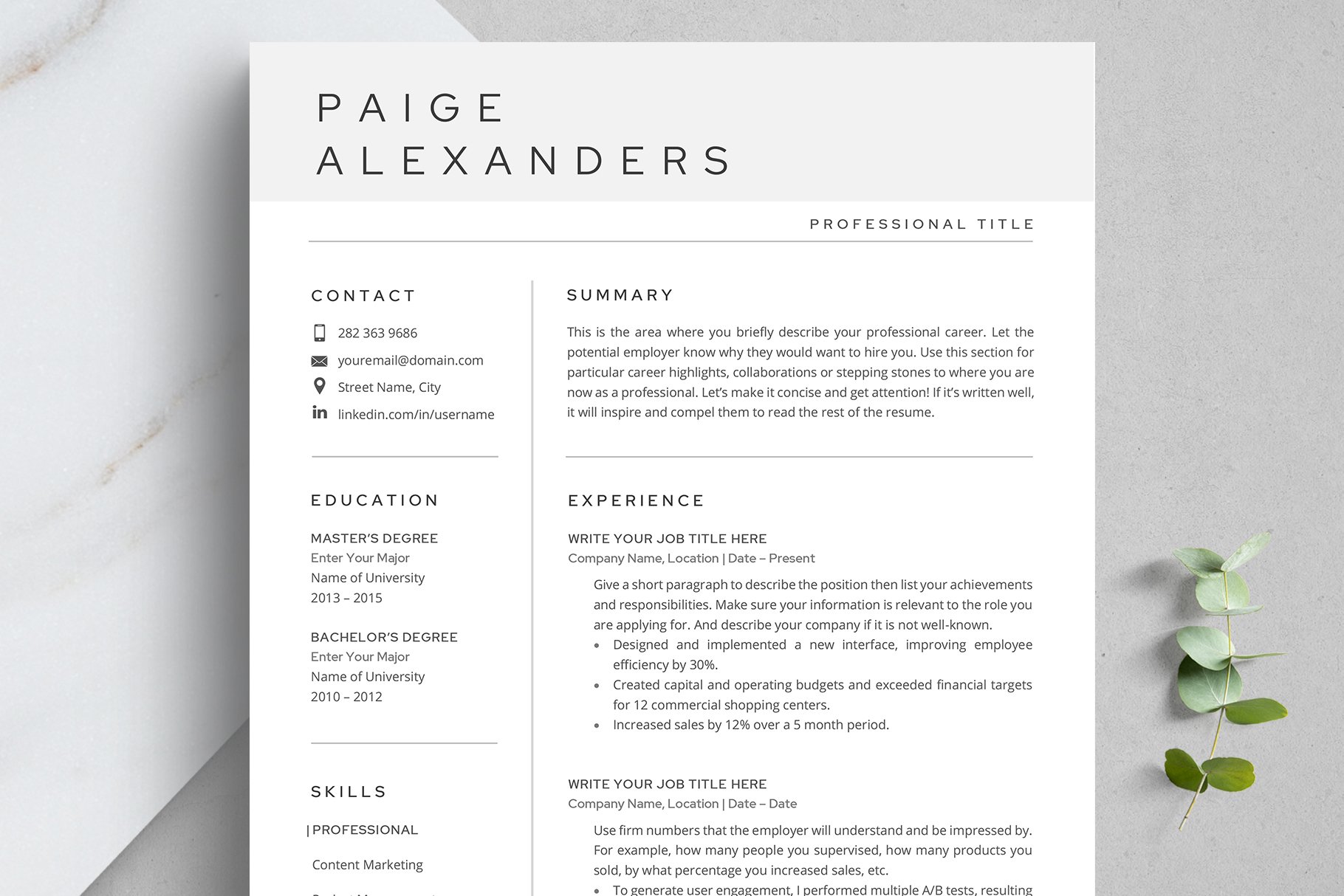 Modern Resume Template cover image.