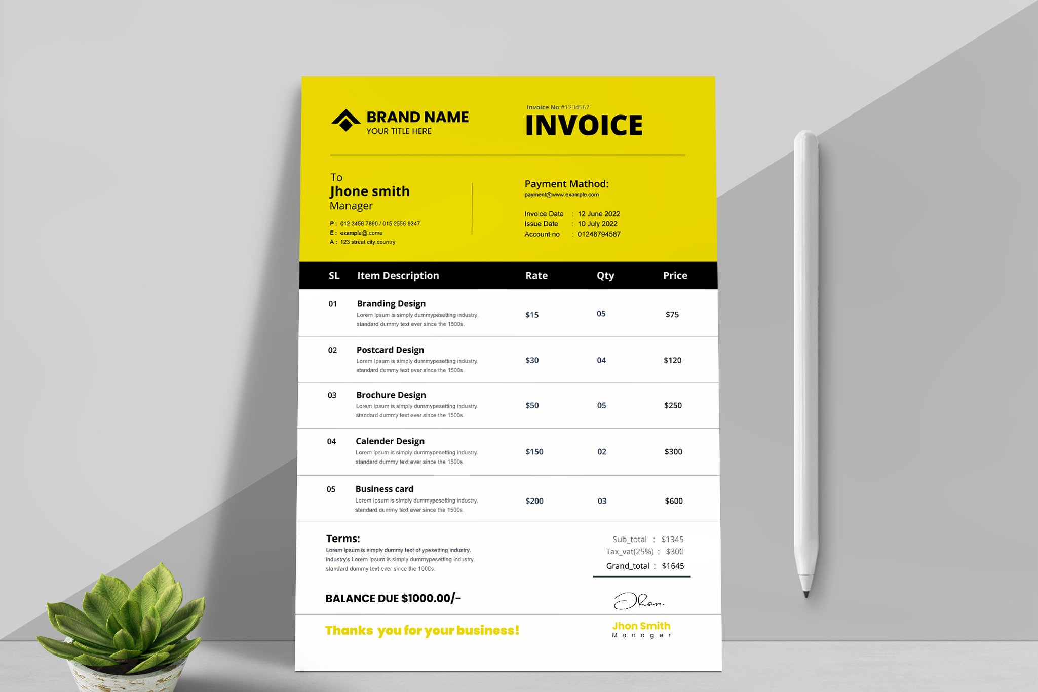 Invoice Template cover image.