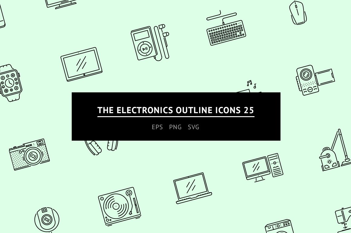 The Electronics Outline Icons 25 cover image.