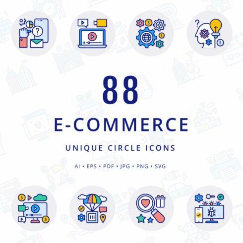 E-Commerce Unique Circle Icons cover image.