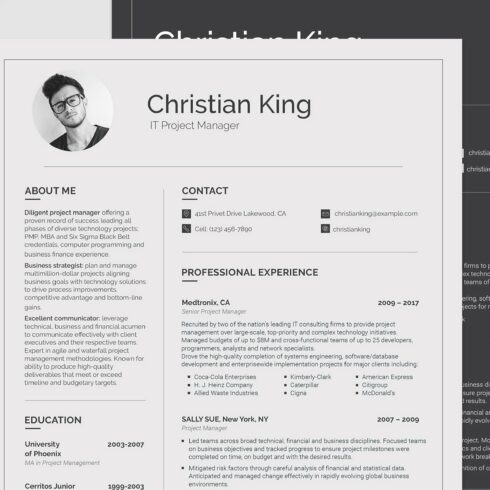 Printable Resume for Project Manager cover image.
