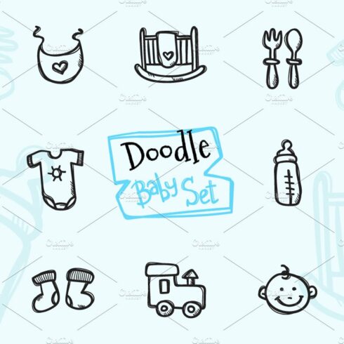 8 Doodle Icons. Baby Set cover image.