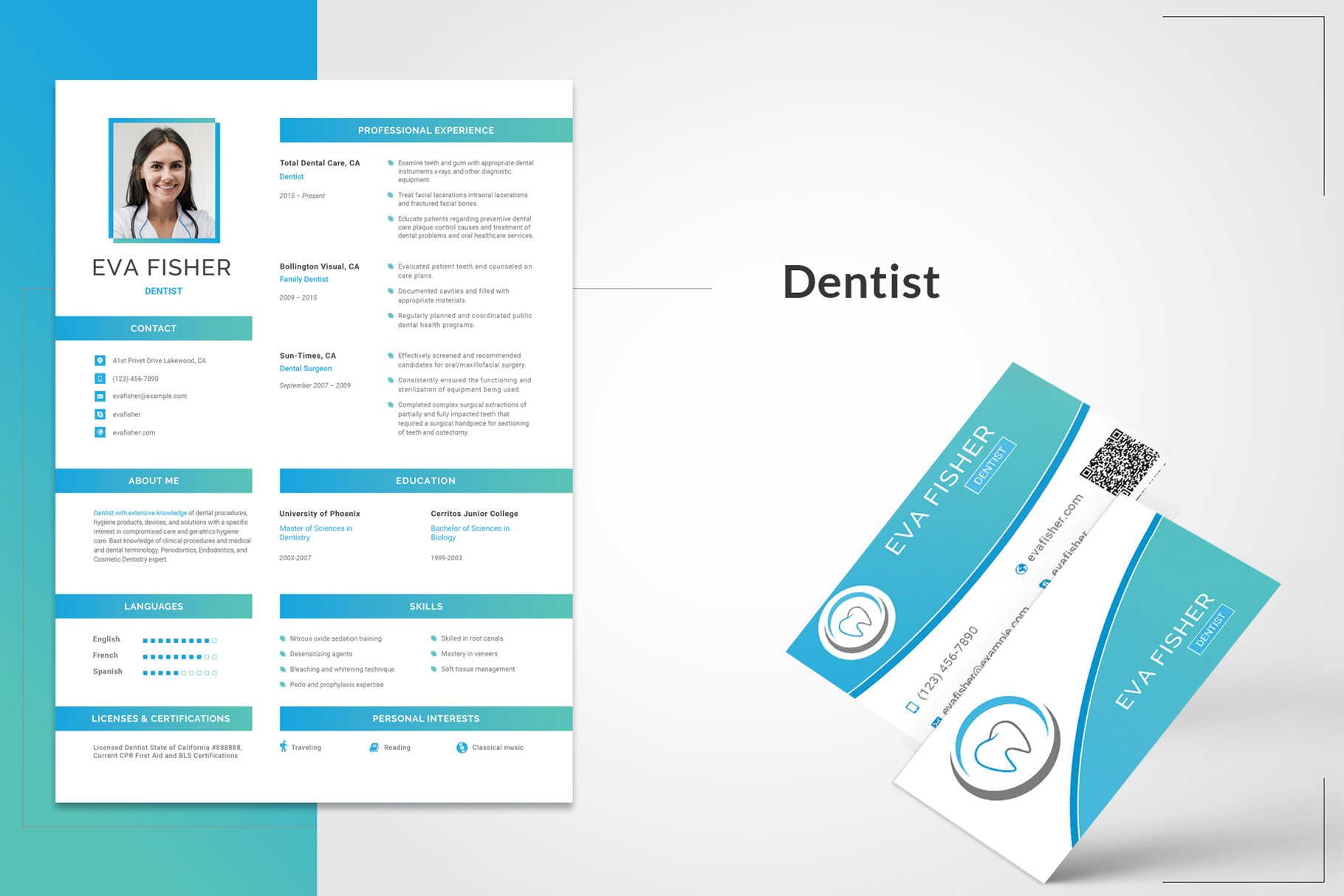 Printable Resume for Dentist cover image.