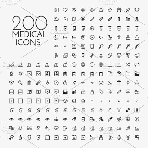 200 x Medical icon cover image.