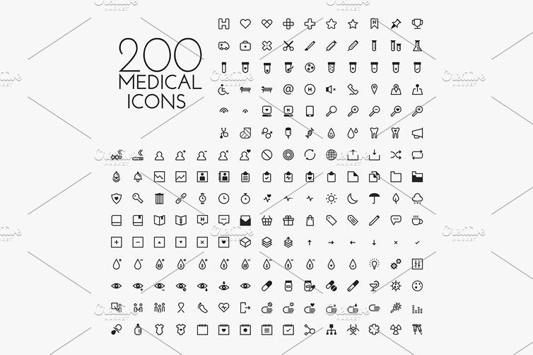 200 x Medical icon cover image.