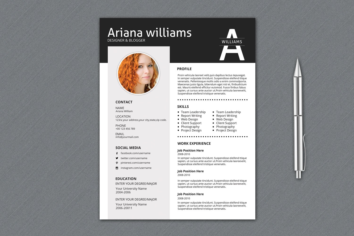 Professional Resume Template | V016 cover image.