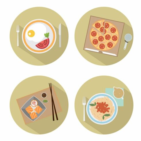 Food flat icons cover image.