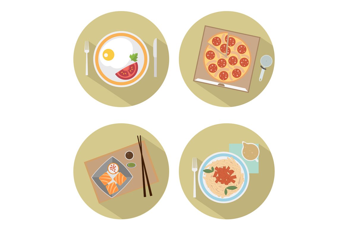 Food flat icons cover image.