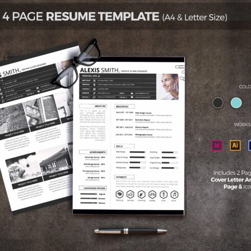 4 Page Resume Template cover image.